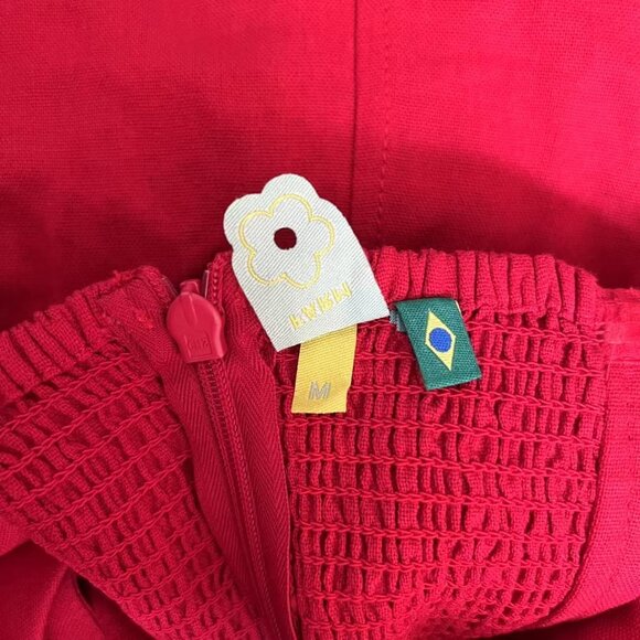 NWOT Farm Rio Linen Blend Sleeveless Halter Wide Leg Jumpsuit Sz M Red - Picture 10 of 12